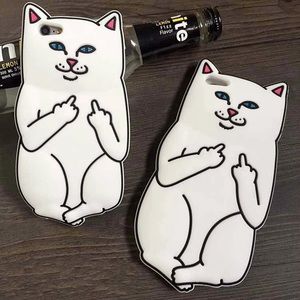 White Middle Finger Cat funny iPhone XR case